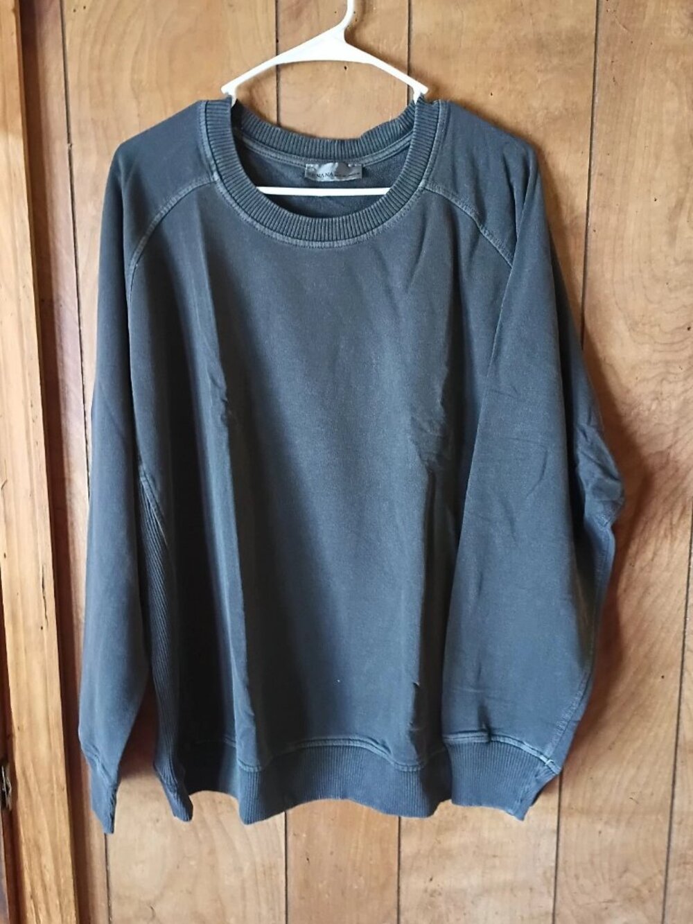 NWT Zenana Washed Black Sweatshirt Size 1X Cotton Oversized Crew Neck